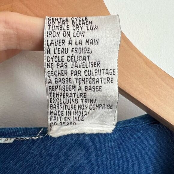 Vintage Women Medium Blue Embroidered Button Down Short Sleeve Shirt Top Peasant - Picture 10 of 13